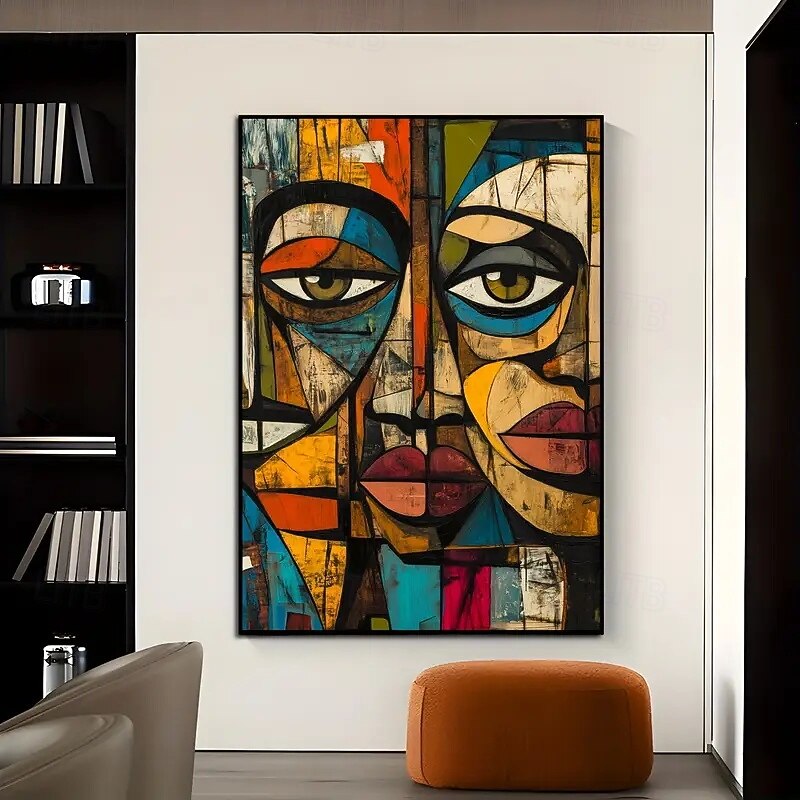 One Piece Unframed Modern African Abstract Art Canvas Print Mixed Tones Modern Wall Painting Poster Suitable For Living Room And Bedroom Decor Unframed
