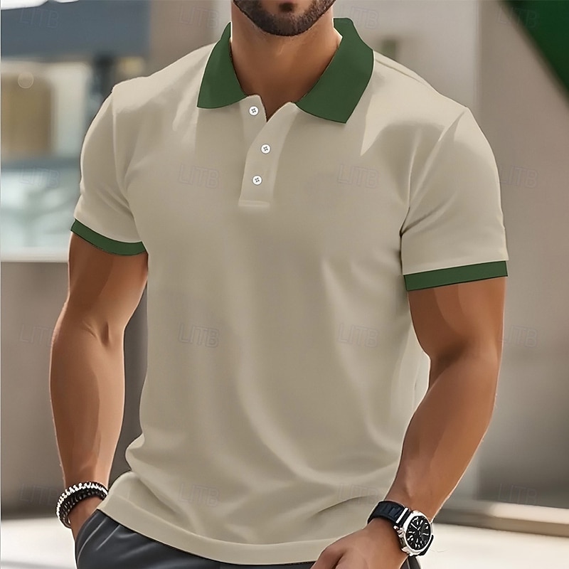Men's Plain Golf Shirt Short Sleeve Long Sleeve Casual Daily Sports & Outdoor Athleisure Buttons Summer Black Pink Green2