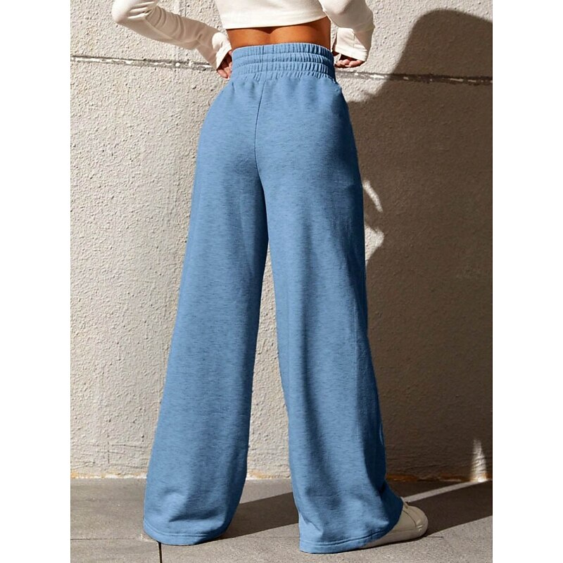 Women's Sweatpants Chinos Fashion Streetwear Basic Full Length High Waist Plain Pocket Elastic Waistband Comfy Soft Comfortable Stretchy Outdoor Street Golden Wine Sky Blue Gray Summer Spring Loose2