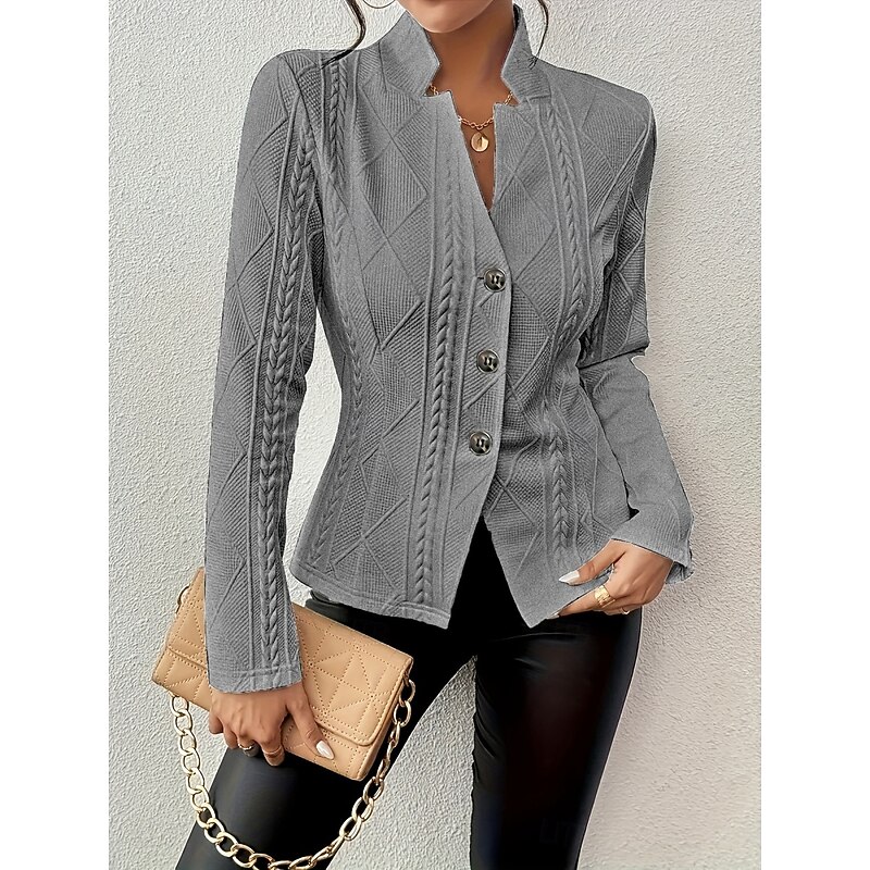 Women's Blazer Breathable Comfortable Pocket Casual Plain Office Street Casual Daily Wear Single Breasted Regular Stand Collar Regular Fit Long Sleeve Outerwear White Pink Apricot Summer Winter4