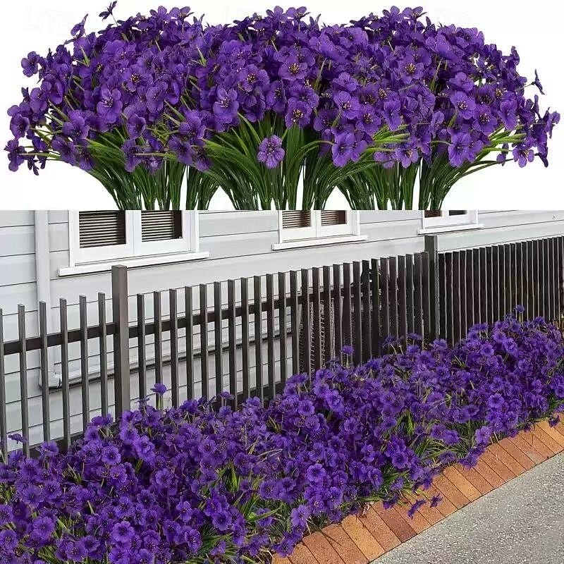 10PCS UV Resistant Artificial Orchid Bundles, Plastic Faux Flowers for Outdoor Garden, Porch, Window, and Home Decoration, Perfect for Easter, Oktoberfest, Día de los Muertos, Diwali, Memorial Day, and Seasonal Fall Decor2
