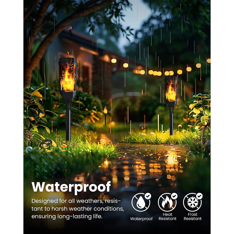 8 Pcs Outdoor Waterproof Solar Flashing Flames Plug in Lights Sensor Lights Garden Courtyard Lawn Path Christmas Halloween Festival Atmosphere Decorative Lights Landscape Lights