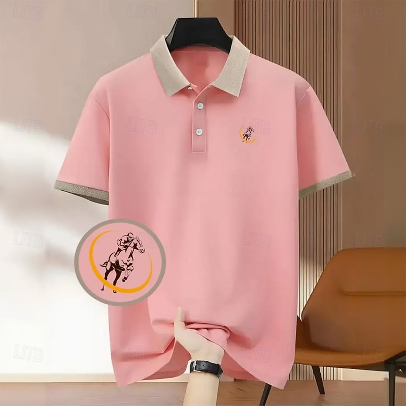 Kentucky Derby Men's Horse Racing Polo Short Sleeve Polo Shirts Collared Shirts Business Casual Outdoor Athleisure Daily Wear 3D Print Summer Spring Fall Pink Brown Green