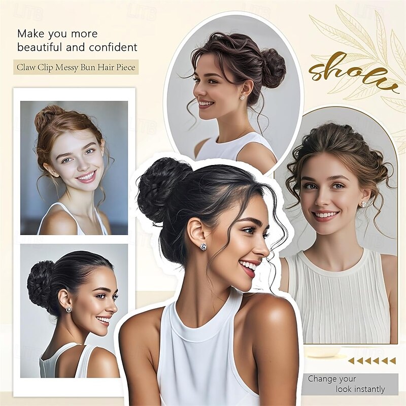 Messy Bun Hair Piece Wavy Claw Clip Messy Bun Hair Clip Synthetic Fake Buns Hairs Extensions Soft hairs buns Hairpieces for Women Daily Wear4