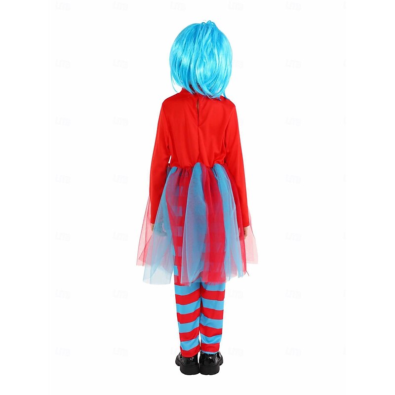 The Cat in the Hat Thing 1 Thing 2 Costume Tutu Storybook Characters Cartoon Movie Cosplay for Girls' Kid's Halloween Carnival World Book Day Performance Educational Dress Up School Event Dress Up3