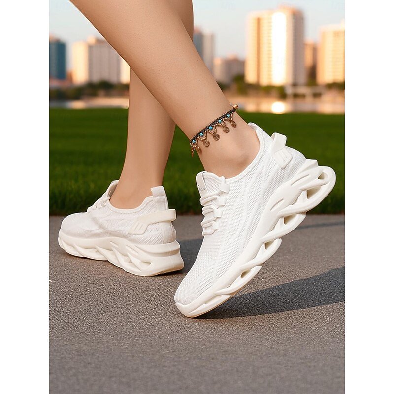 Women's White Mesh Running Shoes – Lightweight Breathable Sneakers for Gym, Training or Casual Athleisure Wear3