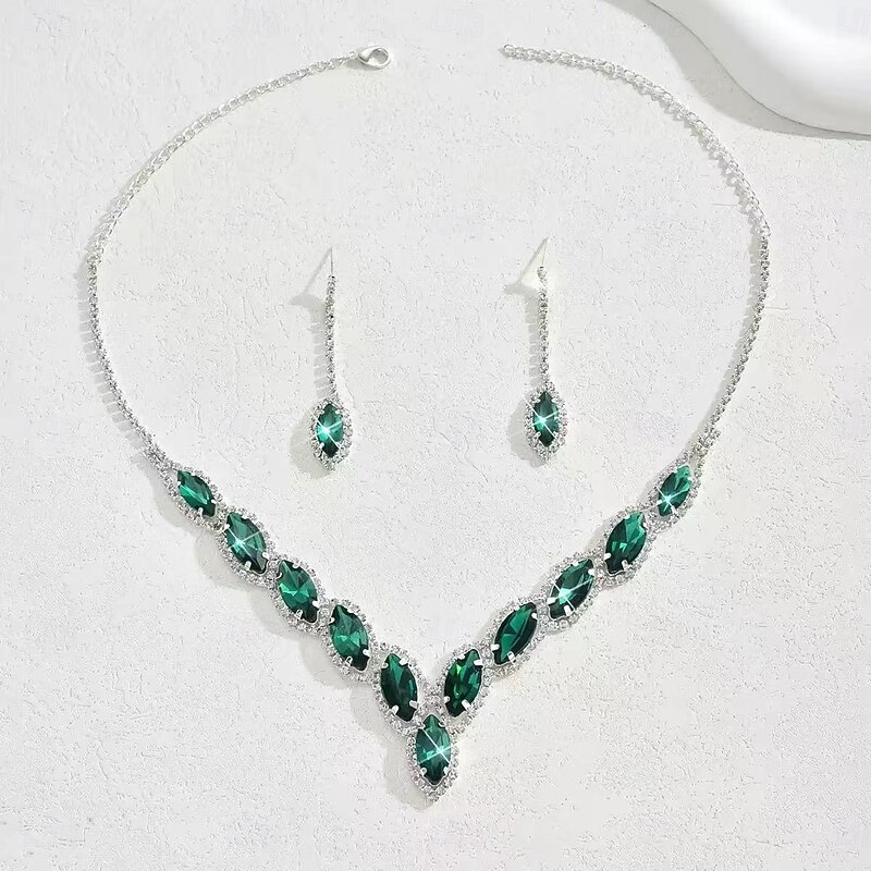 Bridal Jewelry Sets One-piece Suit Alloy Earrings Necklace Women's Stylish Cute Jewelry Set For Party Evening Wear3