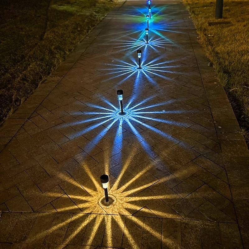10/20pcs Solar LED Lights Outdoor Stainless Steel Stick Lights with Color Changing Automatic Switch Suitable for Garden Driveway Lawn Christmas Halloween Outdoor Decoration Solar Pathway Lights2