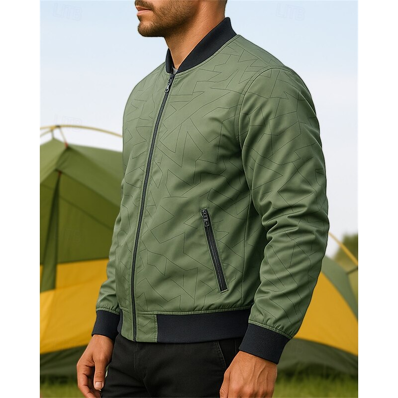 Men's Hiking Jacket Sport Jacket Outdoor Waterproof Quick Dry Lightweight Breathable Hiking Outfits Hiking Clothes Spring Autumn / Fall Jacket Tennis Golf Running Solid Color Black Army Green Khaki2