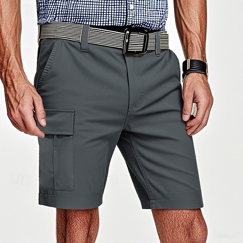 Men's Tactical Shorts Cargo Shorts Shorts Summer Shorts Elastic Waist Multi Pocket Flap Pocket Plain Comfort Wearable Knee Length Outdoor Sport Daily Fashion Casual Black Navy Blue