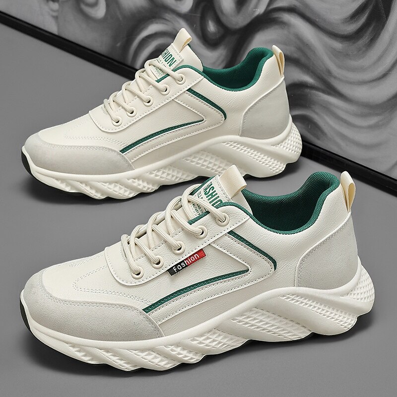 Men's White and Green Mesh Running Shoes with Cushioned Sole – Trendy Sports Footwear for Gym, Running and Casual Activewear3