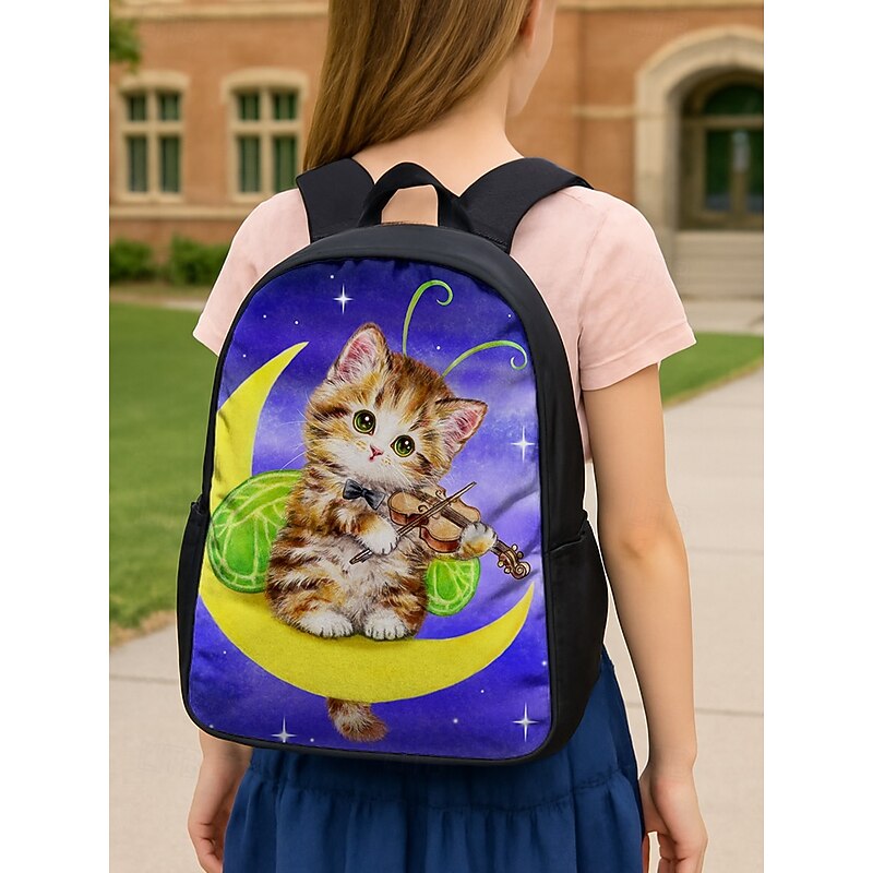 Kid's Funny Cat Violin Three-Piece Backpack - Durable, Stylish Campus Casual Bag for Boys and Teens Kayomi Harai2