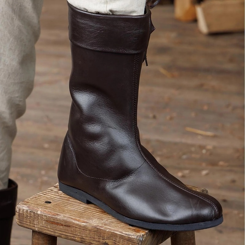 Medieval Renaissance Shoes Knee High Boots Flat Jazz Boots Pirate Viking Crusader Fancy Dress Men's Celtic Pirate Halloween Masquerade Party & Evening Renaissance Fair LARP Adults Adults' Shoes All4
