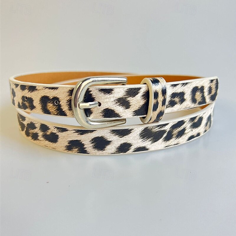 Men's Belt Waist Belt Kakhi Brown PU Alloy Adjustable Leopard Outdoor Daily4