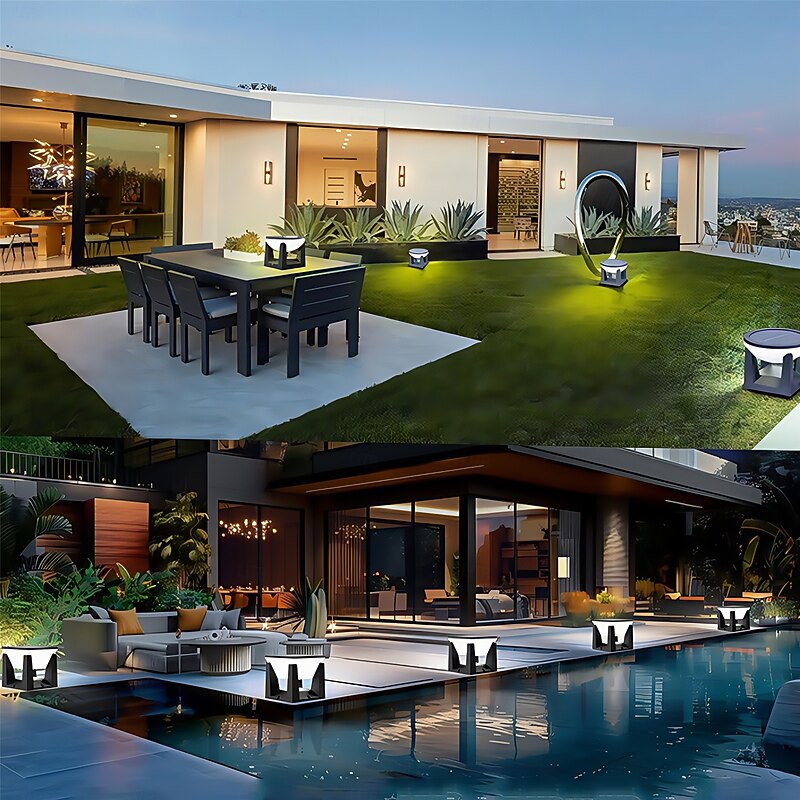 Durable Waterproof Solar Post Lights Ground Lights 3 Lighting Modes Retro LED Pillar Light Auto On/Off Garden Pathway Ligh Yard Lighting  1PC4