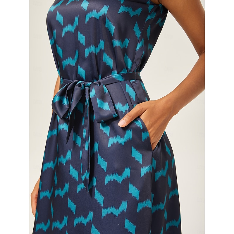 Matte Satin Geometric Sleeveless Maxi Dress2