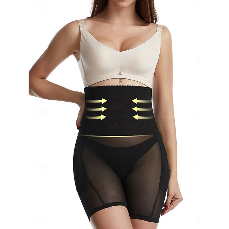 Women's Shapewear Shapewear Short High Waist Plain Elastic Waistband Soft Comfortable Stretchy Yoga Cuticolor Black Summer Spring Slim Fit2