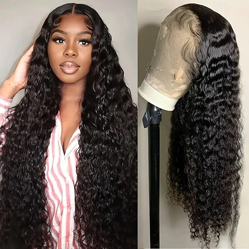 13*6 Natural Color Human Hair Lace Wig  Front Lace Deep Wave Human Hair 150% Density 14-28 Inches3