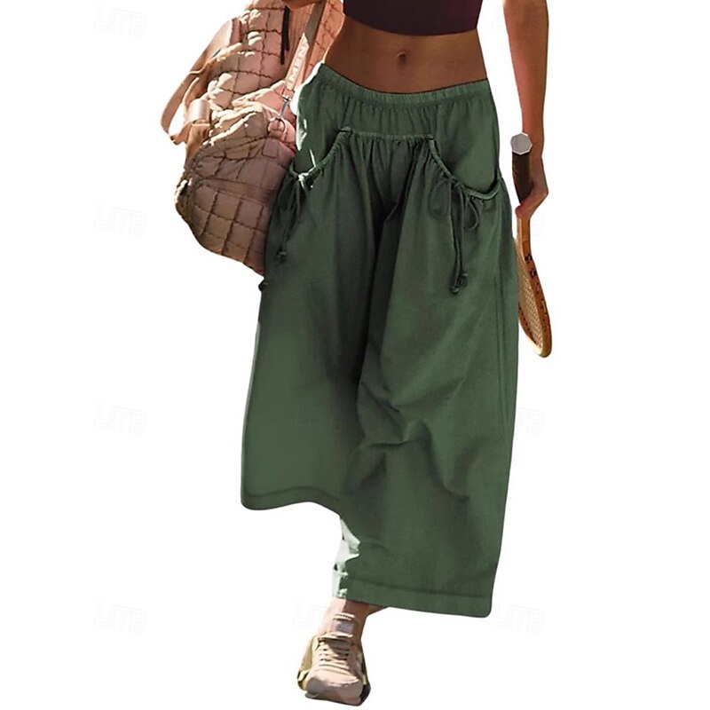 Women's Cargo Pants Pants Trousers Straight Fashion Streetwear Ankle-Length Natural Solid Colored Pocket Comfortable Micro-elastic Sports & Outdoor Daily Wear Black Pink Army Green Navy Blue Summer