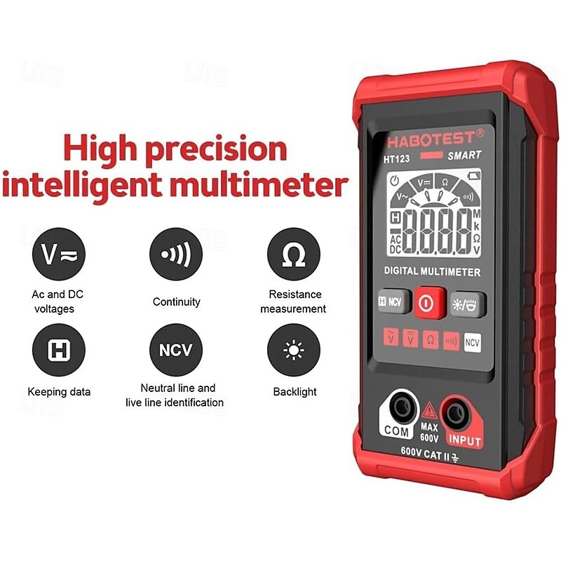 HT123 Smart Digital Multimeter AC/DC Voltage Resistance Continuity Measurement Tester Electrical NCV Multimeter with Backlight4