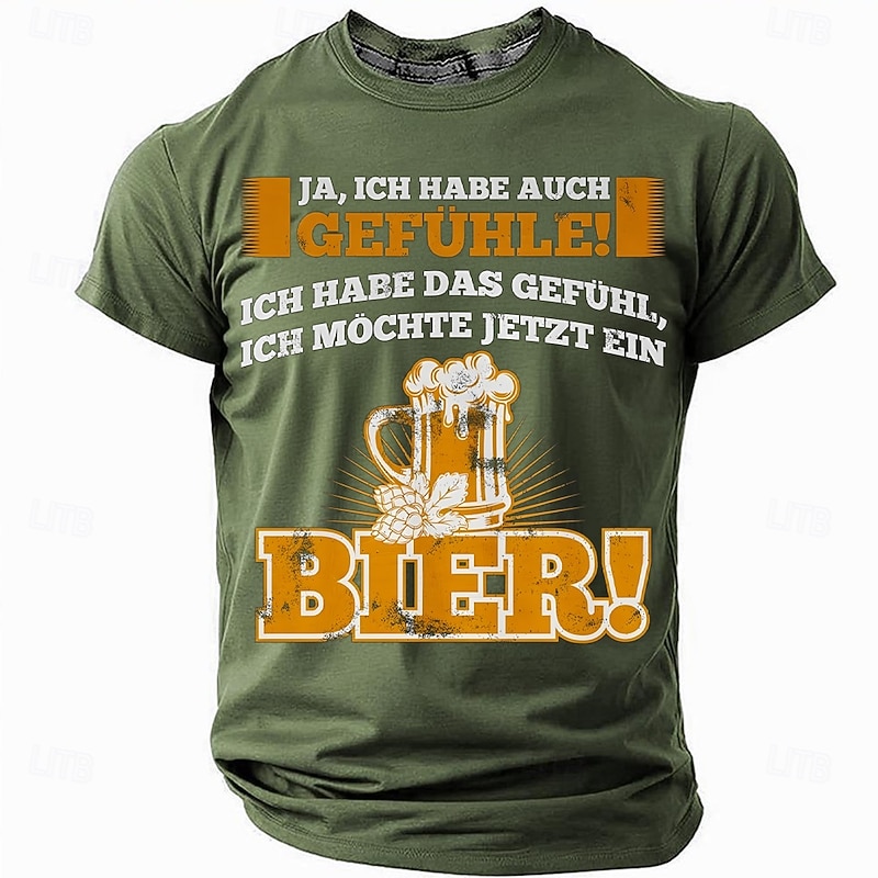 Men's Funny Beer T-Shirt: "Yes, I Also Have Feelings, I Want A Beer Now!" German Graphic Short Sleeve Tee2