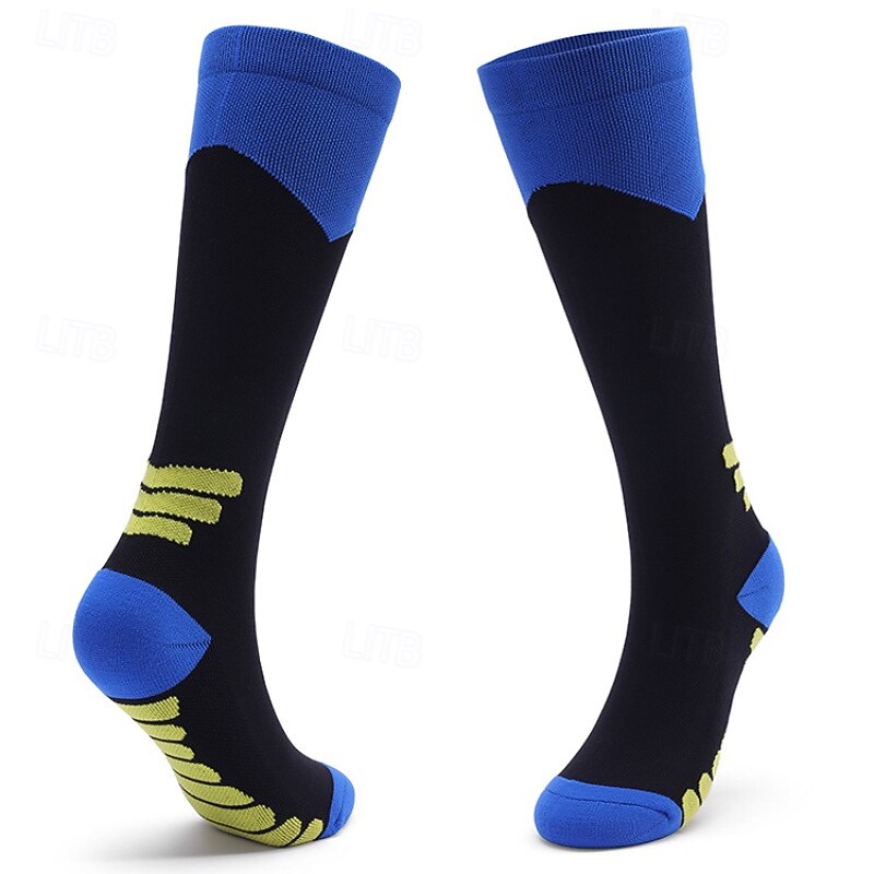 1 Pair Women's Compression Socks Hiking Socks Running Socks Ski Socks Sports Socks Breathable Anti Blister Compression Sweat-Wicking Outdoor Over The Calf Patchwork Nylon Black White Red for Ski