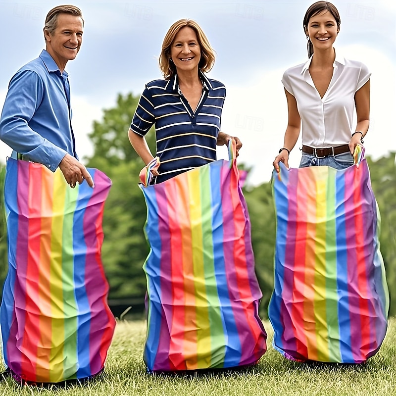 Rainbow Kangaroo Jump Bag - Colorful Outdoor Party Game Ideal for Team-Building Activities Adult Entertainment and Family Fun Party Entertainment  Playful Design  Durable Polyethylene - Main Image