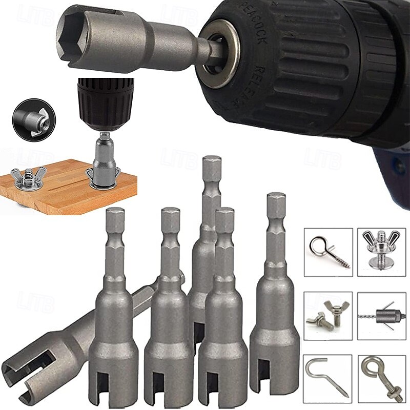 Wing Nut Drill Bit Set Hurricane Wingnut Driver Power Wing Nut Driver Socket Wrenches Tool Set 1/4 Inch Hex Shank Steel Drills Bits for Panel Nuts Screws Eye C Hook Bolt Q-Hanger