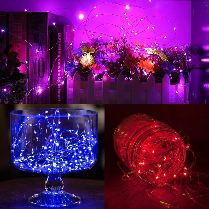 Elegant Wedding Reception Party 1pcs Button Battery Operated LED String Lights Silver Copper Wire 2m 20LED Fairy LED Holiday Decoration for Christmas Halloween Wedding