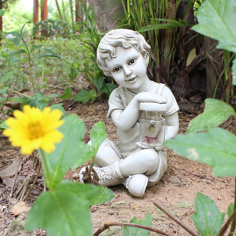 1 Pc Outdoor Waterproof Solar Ant Boy Light Ladybug Girl Light Garden Courtyard Lawn Path Park Resin Statue Decorative Light Landscape Light4