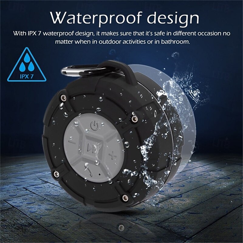 Shower Speaker, IPX7 Waterproof Bluetooth Speaker, Loud HD Sound, Portable Wireless Speaker with Suction Cup & Sturdy Hook, Built-in Mic, for Shower, Pool, Beach, Outdoor2