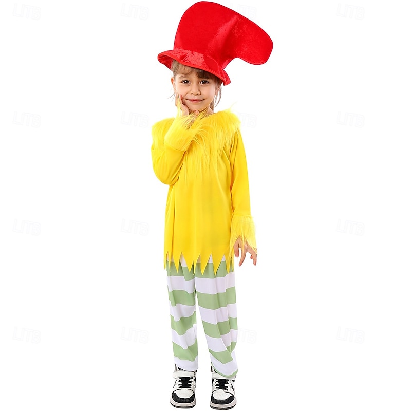 Green Eggs and Ham Sam I Am Costume Storybook Characters Cosplay Movie Cosplay for Boys Girls' Kids Halloween Carnival World Book Day Performance Educational Dress Up School Event4