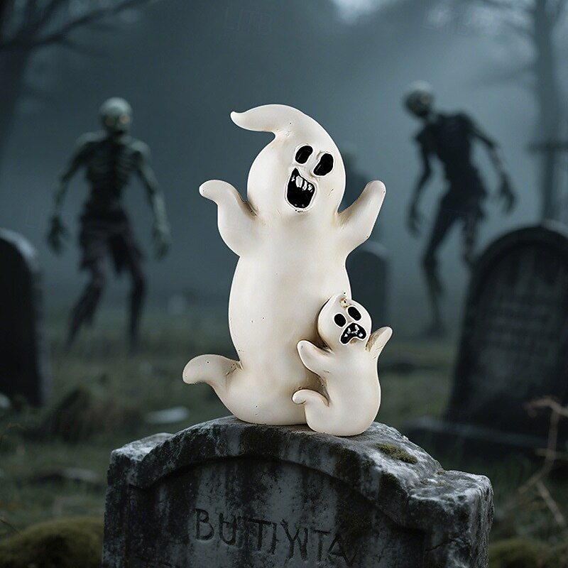 New Halloween Creative Witch Black Cat Pumpkin Head Resin Small Ornaments Desktop Atmosphere Arrangement Decorations3