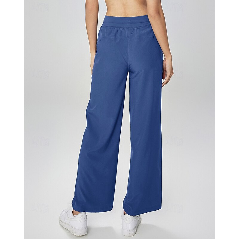 Women's fitness pants Pilates Pants Yoga Pants Drawstring with Pockets Lightweight High Waist Gym Pilates Zumba Bottoms Solid Color Black White Blue Fall Sports Activewear Micro-elastic Loose Fit4