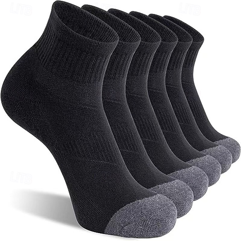 Men's 6 Pairs Multi Packs Socks Running Socks Casual Socks Black+White+Gray Black Color Color Block Vacation Sports & Outdoor Daily Basic Medium Spring Fall Fashion Casual3