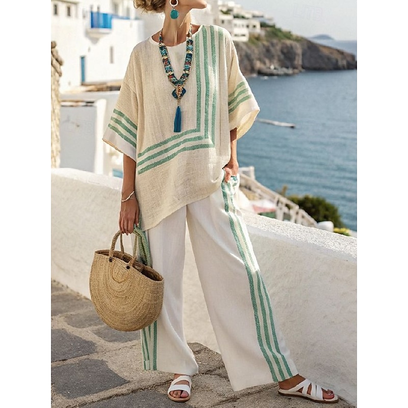 Women Tracksuit Half Sleeve Ivory Red Blue Autumn / Fall