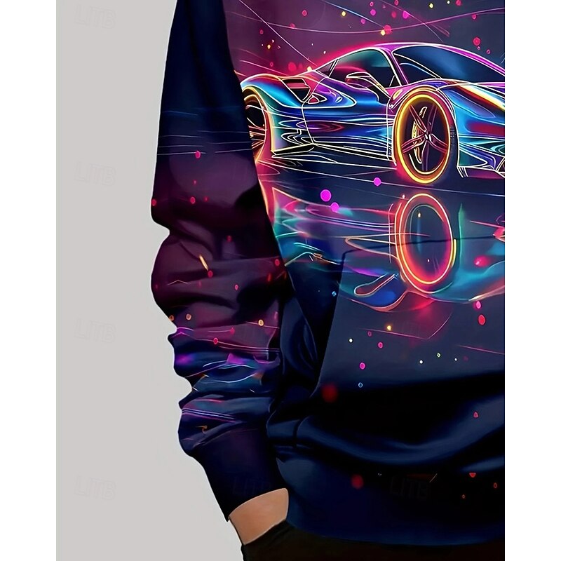 Boys' 3D Car Hoodie Long Sleeve Spring Fall Fashion Streetwear Kids 4-12 Years Hooded Outdoor Casual Daily Regular Fit3