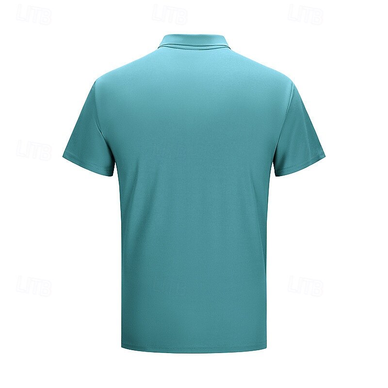 Men's Solid Color Polo Golf Shirt Short Sleeve Polo Collar Classic Business Causal Summer Spring Deep Green Lake blue White4