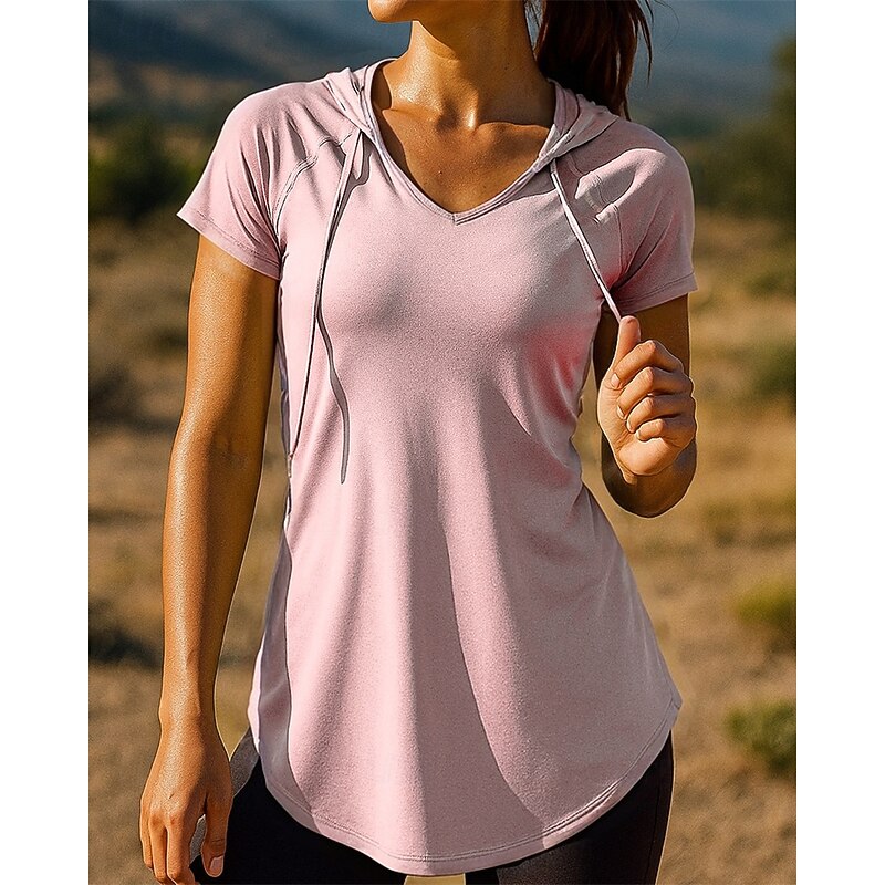 Women's Running Top Running Shirt Short Sleeve Tee Tshirt Solid Colored Quick Dry Lightweight Elastic Breathable Tennis Golf Running Sportswear Activewear Black White Pink4