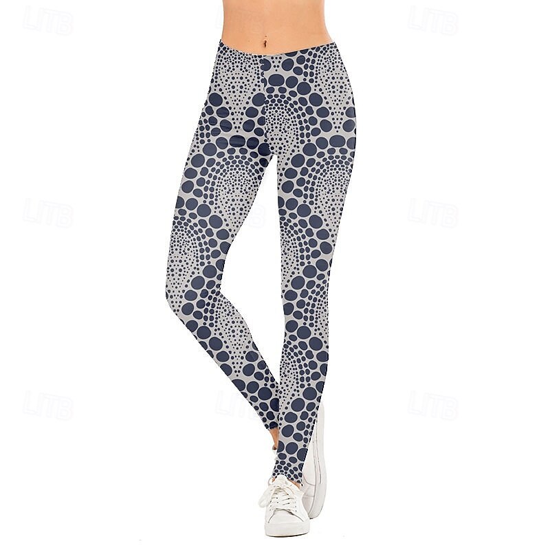 Women's Slacks Leggings Cozy Leggings Streetwear Casual Full Length Natural Flower Elastic Waist Print Comfy Outdoor Comfortable Outdoor Vacation Holiday Black Blue Khaki Dark Blue Fall Regular Fit2