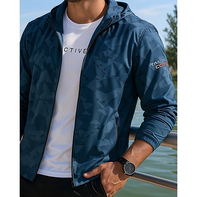 Men's Running Jacket Outdoor Jacket Full Zip Long Sleeve Outerwear Athletic Graphic Sun Protection Lightweight Breathable Tennis Golf Running Sportswear Activewear Dark Green3