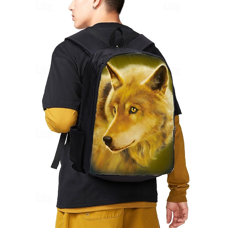 Men's 3-Piece Wolf Design Backpack Set - Durable, Trendy School, Travel, and Casual Use - Features Wild Animal Art, Adjustable Straps and Multiple Compartments Vincent Hie2