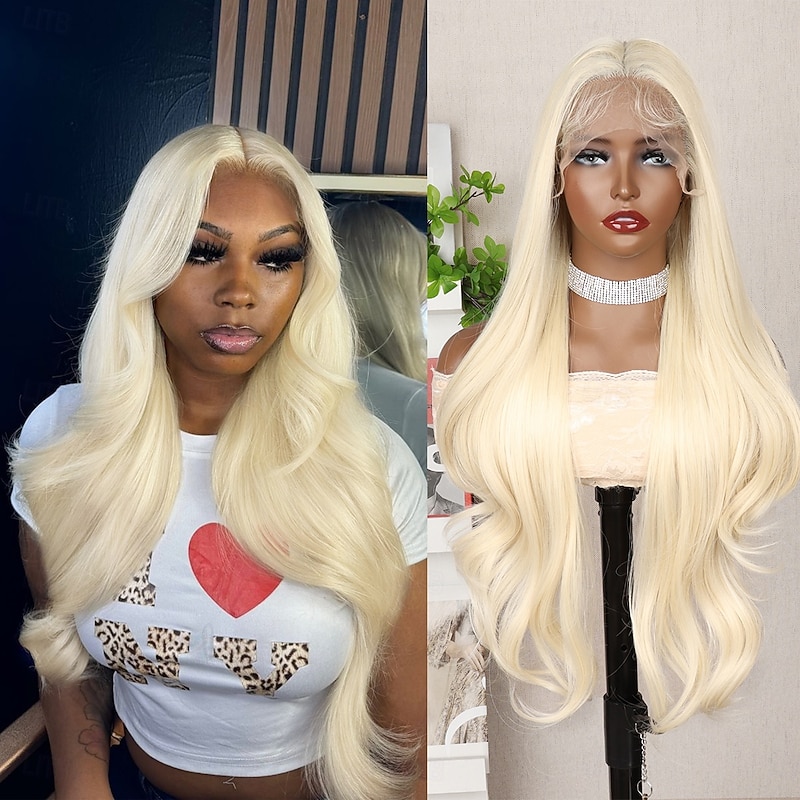 Synthetic Lace Wig Body Wave Style 30 inch Blonde Middle Part 13x6 Lace Front Wig Women's Wig Buff