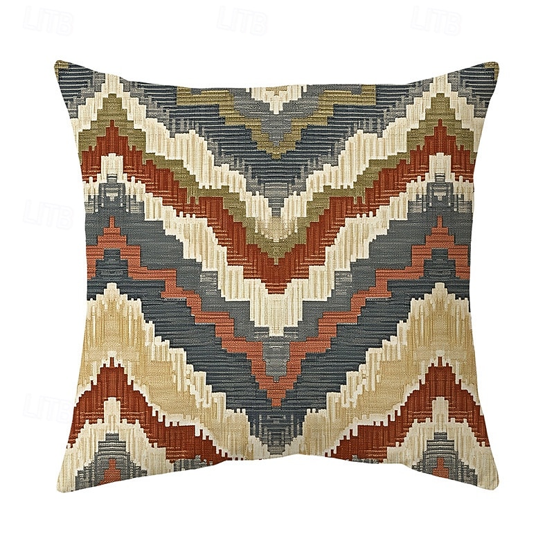 Geometric Western Vintage Decorative Toss Pillows Cover 1PC Soft Square Couch Cushion Case Pillowcase for Bedroom Livingroom Sofa Chair2