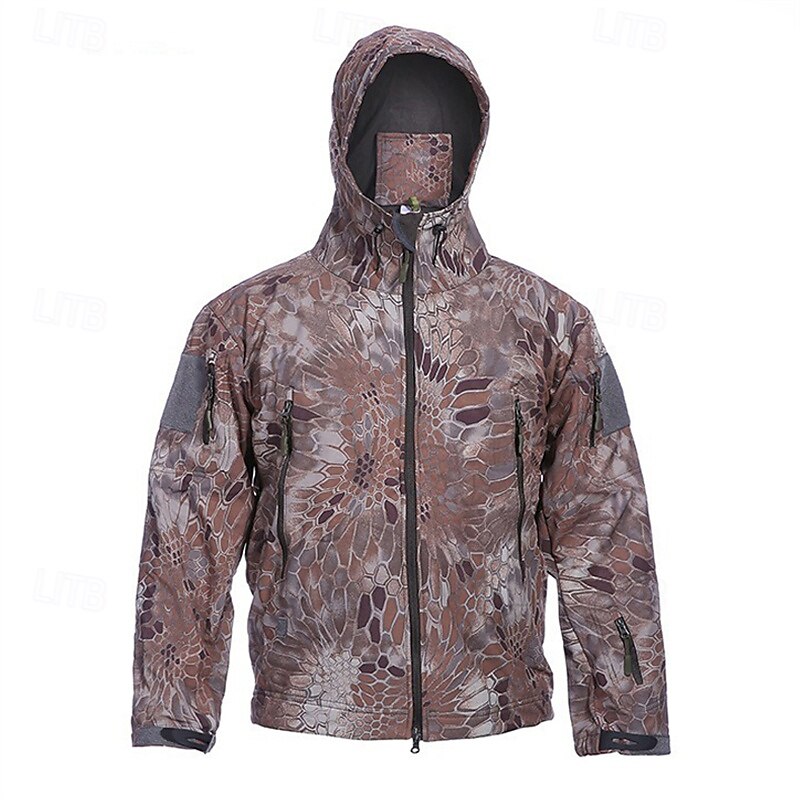 Men's Hiking Jacket Winter Coat Hiking Fleece Jacket Winter Outdoor Thermal Waterproof Windproof Winter Fleece Jacket Yellow Green Coffee3