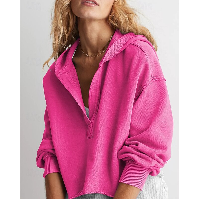 Women's Hoodie Track Top Short Long Sleeve Top Athleisure Fall Solid Colored Windproof Wick Moisture Tennis Golf Running Sportswear Activewear Apricot Black Fuchsia2