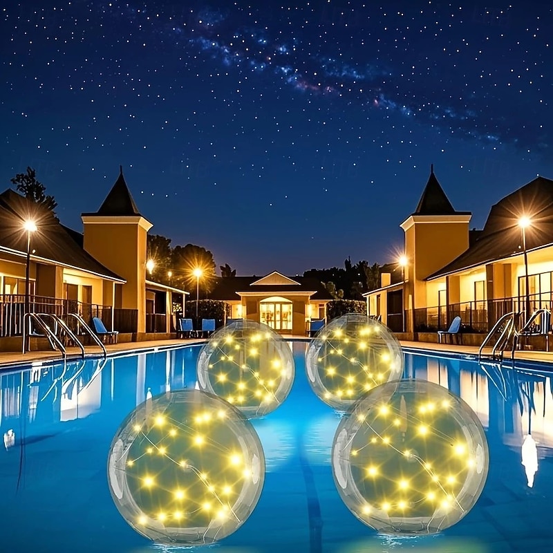 35cm 1/2pcs Solar Floating Pool Light Inflatable Glowing Ball Light LED Color Light with Remote Control Outdoor Waterproof Pool Floating Garden Party Decoration
