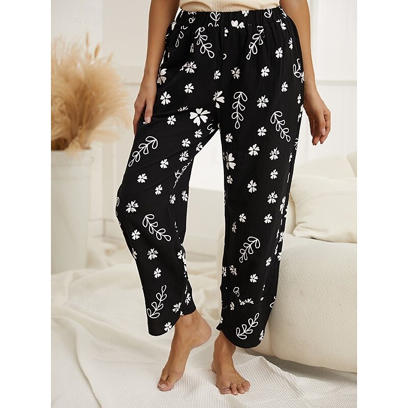 Women's Slacks Vacation Vintage Ethnic Style Full Length High Waist Graphic Geometic Elastic Waistband Comfy Breathability Soft High Elasticity Outdoor Street Daily Black Summer Spring Loose Fit