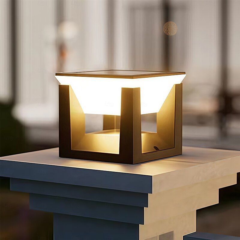 Durable Waterproof Solar Post Lights Ground Lights 3 Lighting Modes Retro LED Pillar Light Auto On/Off Garden Pathway Ligh Yard Lighting  1PC3