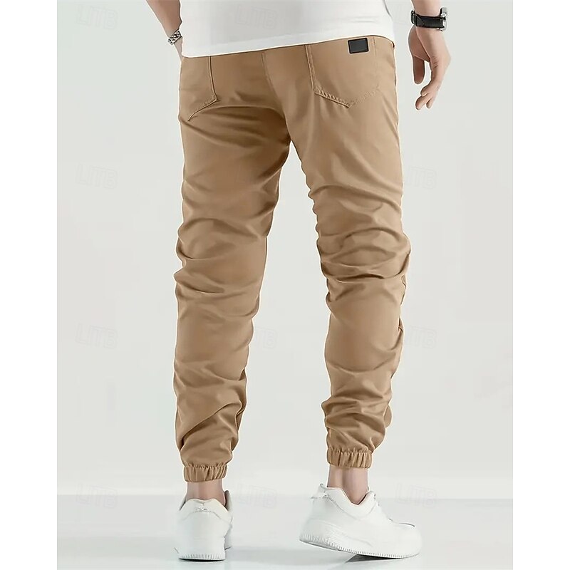 Men's Cargo Pants Trousers Pocket Drawstring Elastic Waist Plain Wearable Outdoor Daily Camping & Hiking Fashion Classic Dark Brown Black4